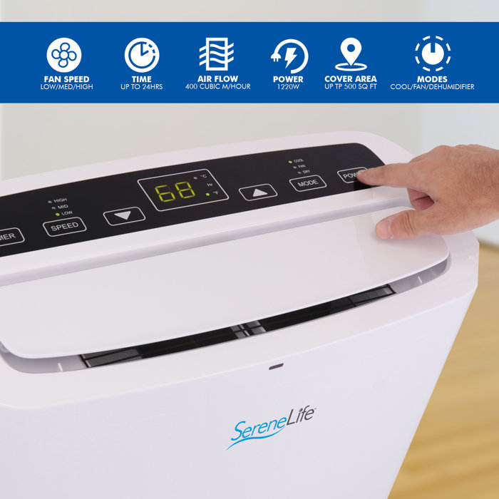 SereneLife 14000 BTU Portable Air Conditioner for 500 Square Feet with